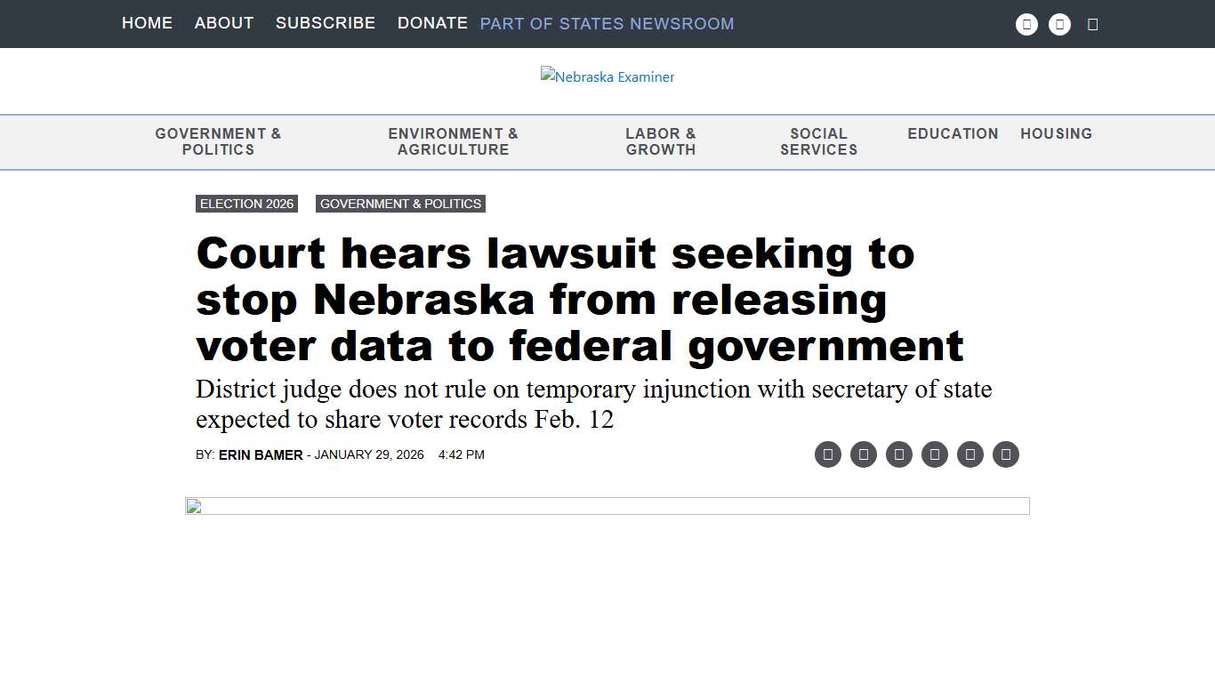 Court hears lawsuit seeking to stop Nebraska from releasing voter data to federal government • Nebraska Examiner